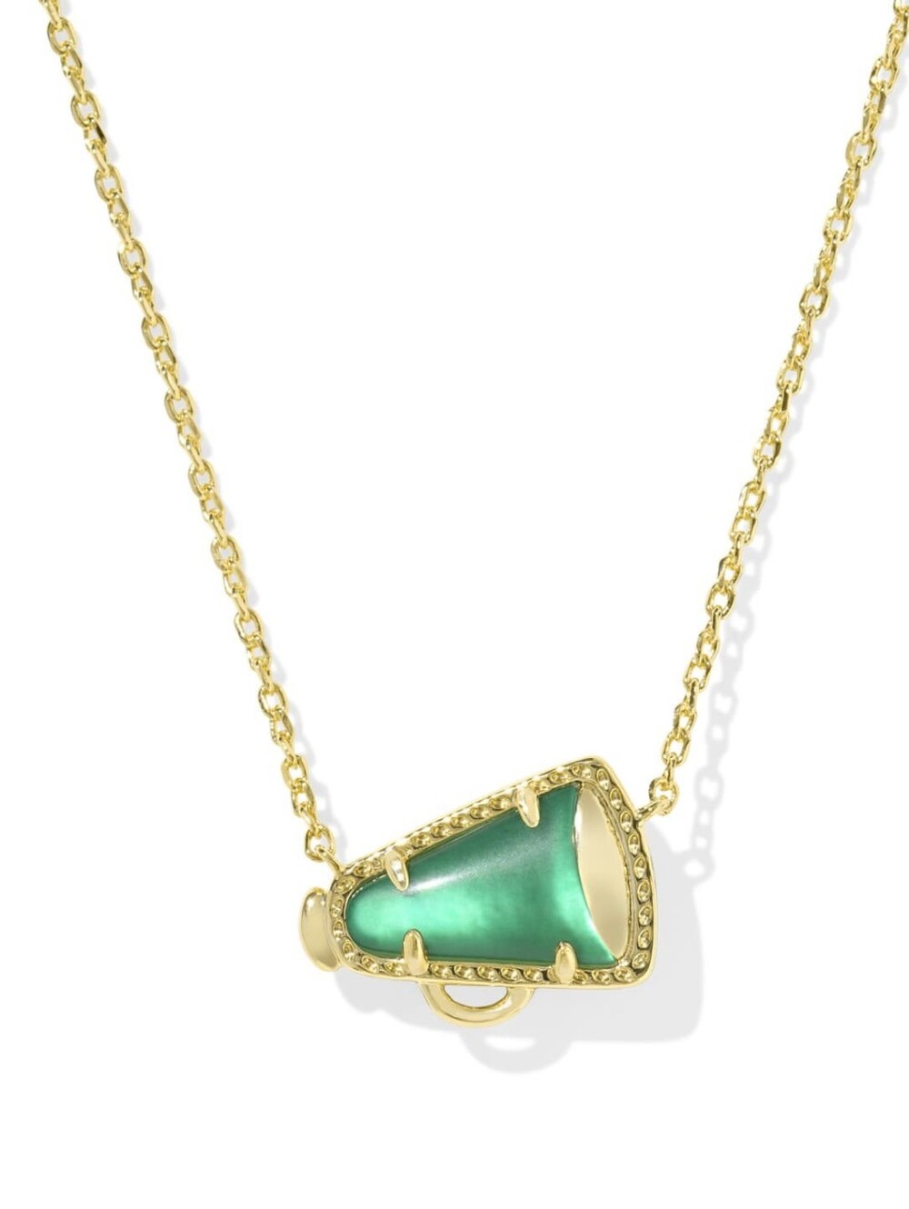 Kendra Scott Green & Gold Cheer Megaphone Necklace